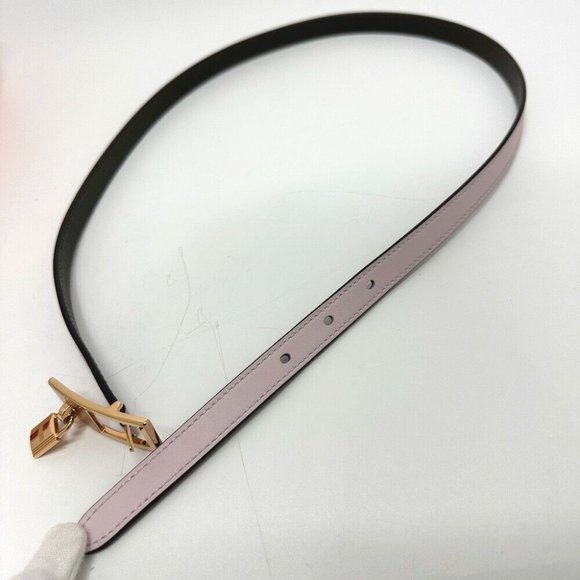 HERMES Cadena Lucky 15 PM reversible belt Vo Swift / Epsom pink/khaki - Picture 9 of 10
